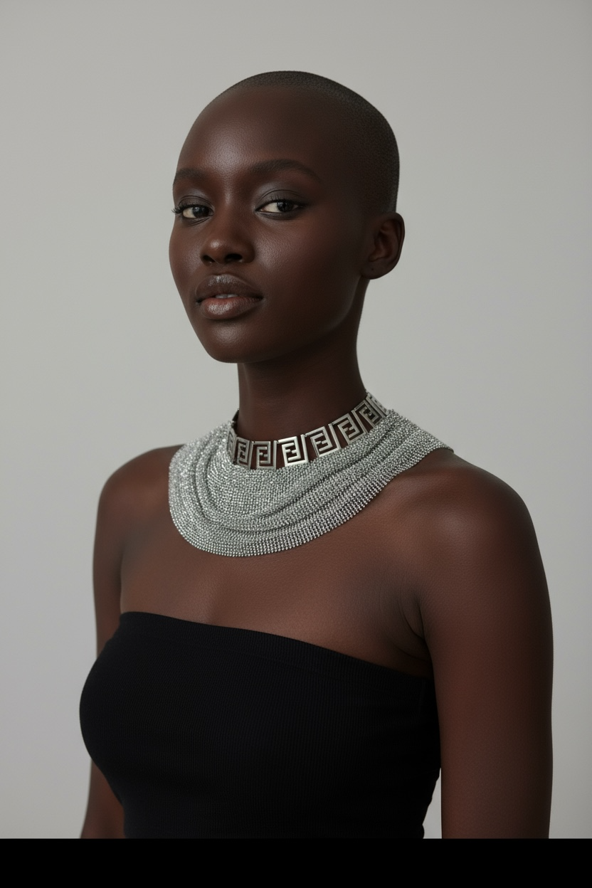 Vintage Fendi Silver Greca Collar Necklace