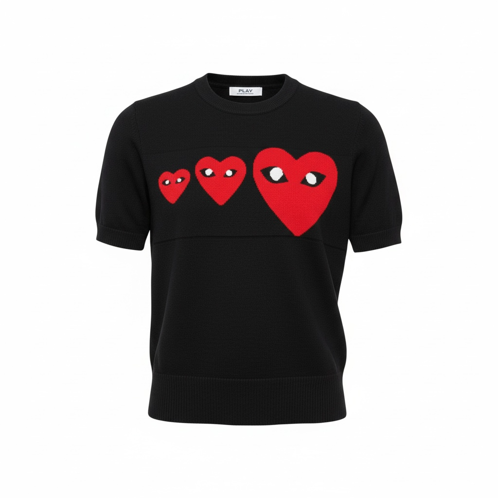Play Comme Des Garçon 3 Heart Sweater