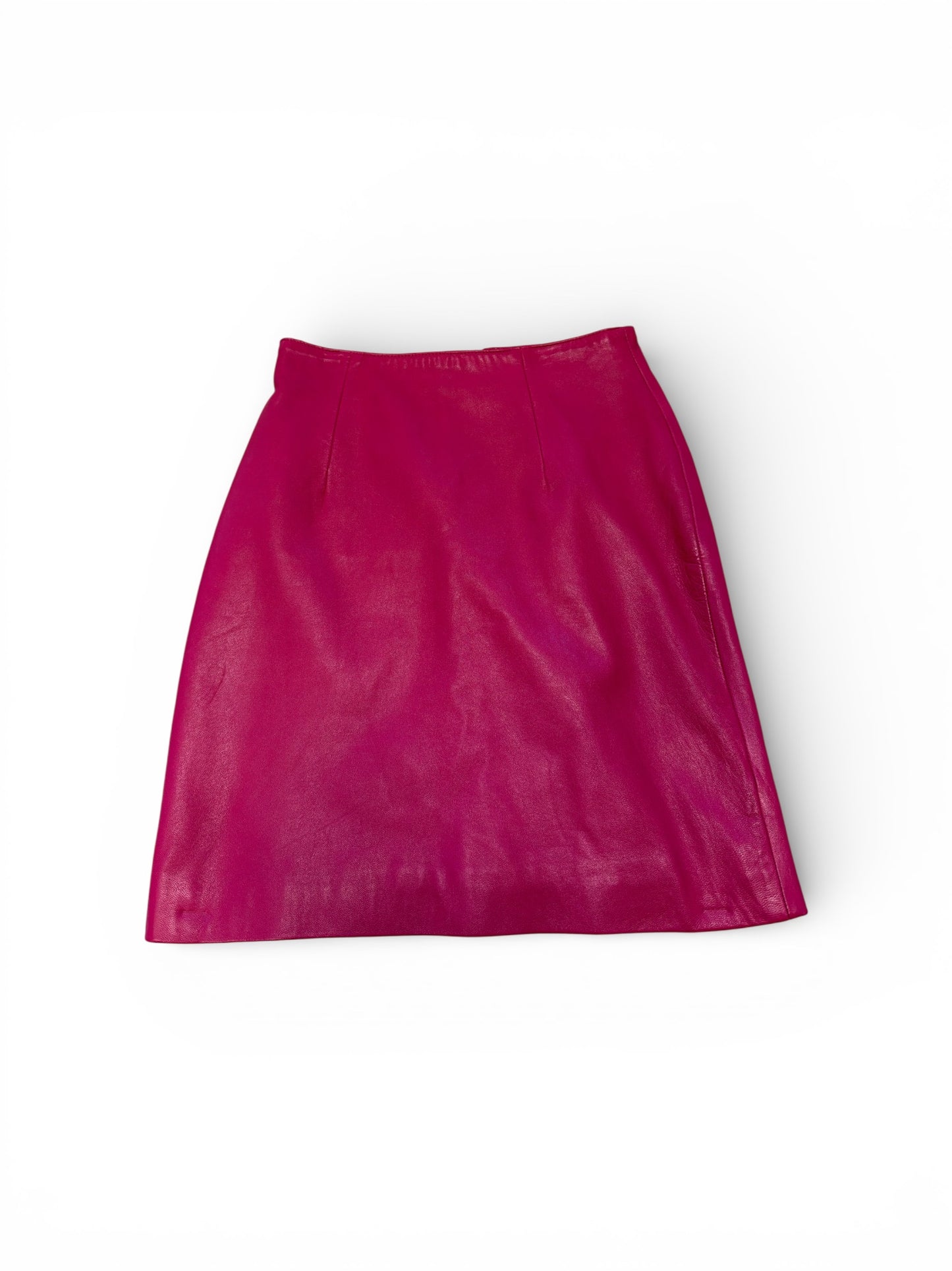 1990s Tannery West Fuchsia Leather Skirt
