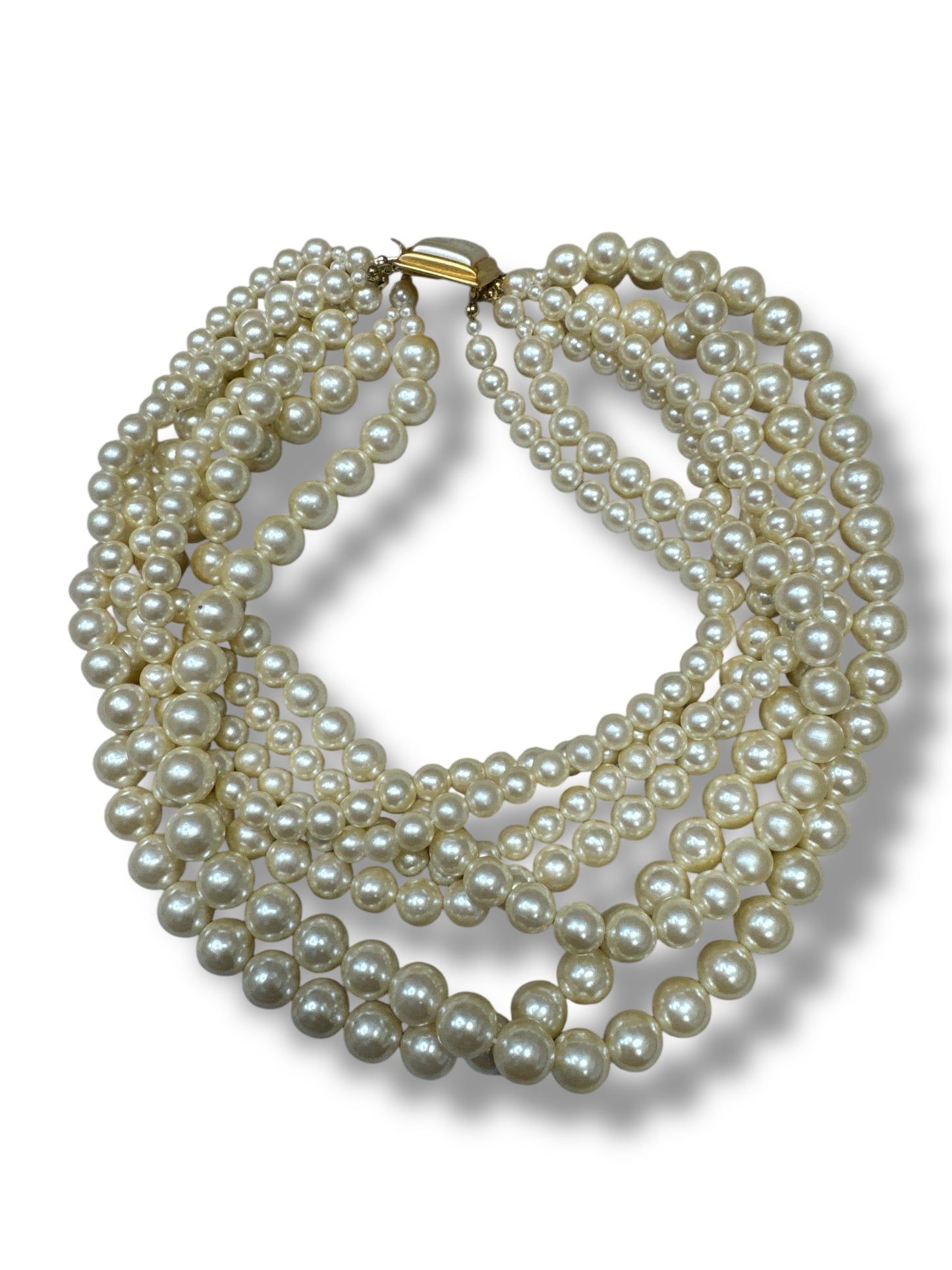 1990s/Y2K Double Stranded Layered Pearl Necklace