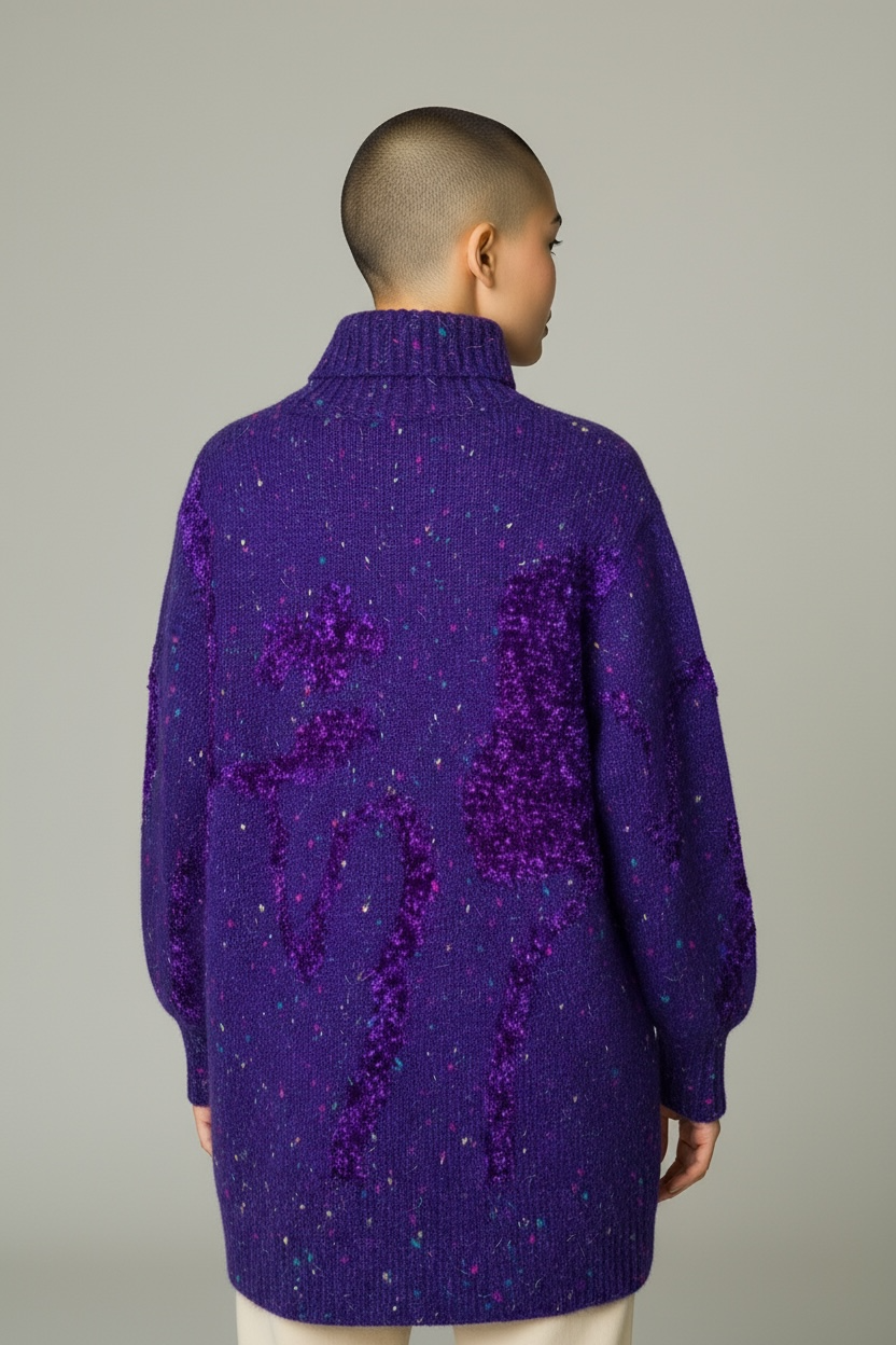 1980s Purple Wool Knit Sweater Jacket (Sourced in Paris)