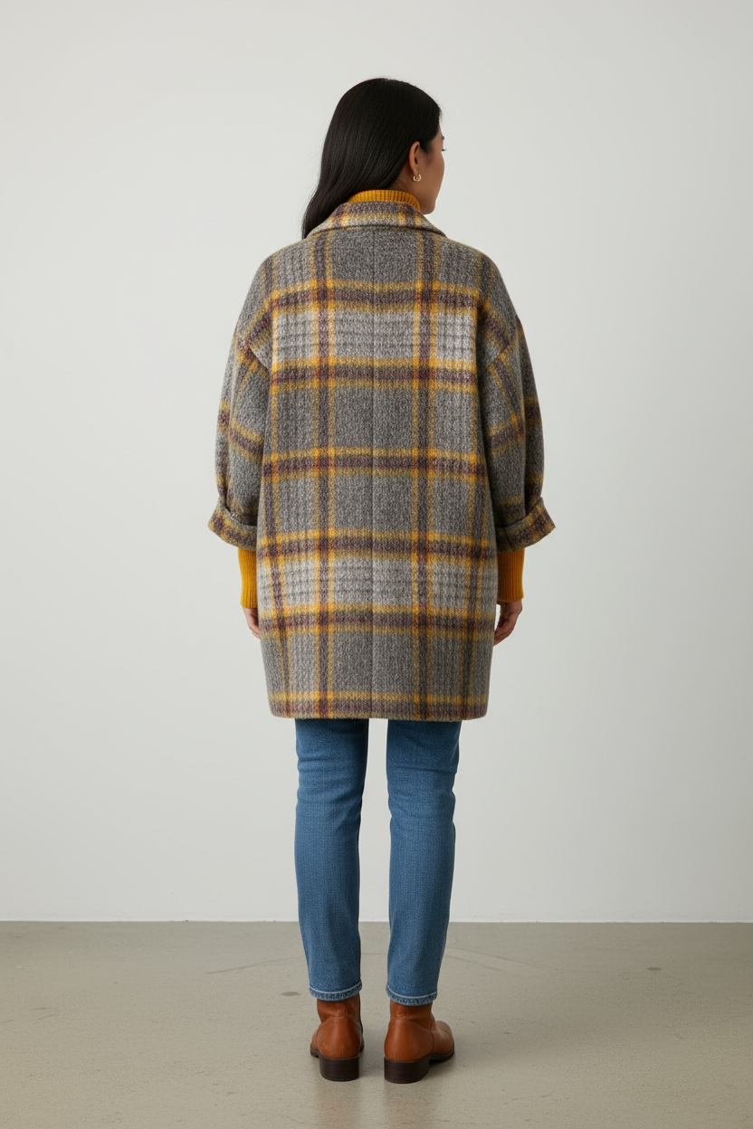 1980s Yves Saint Laurent Plaid Wools Sweater Coat