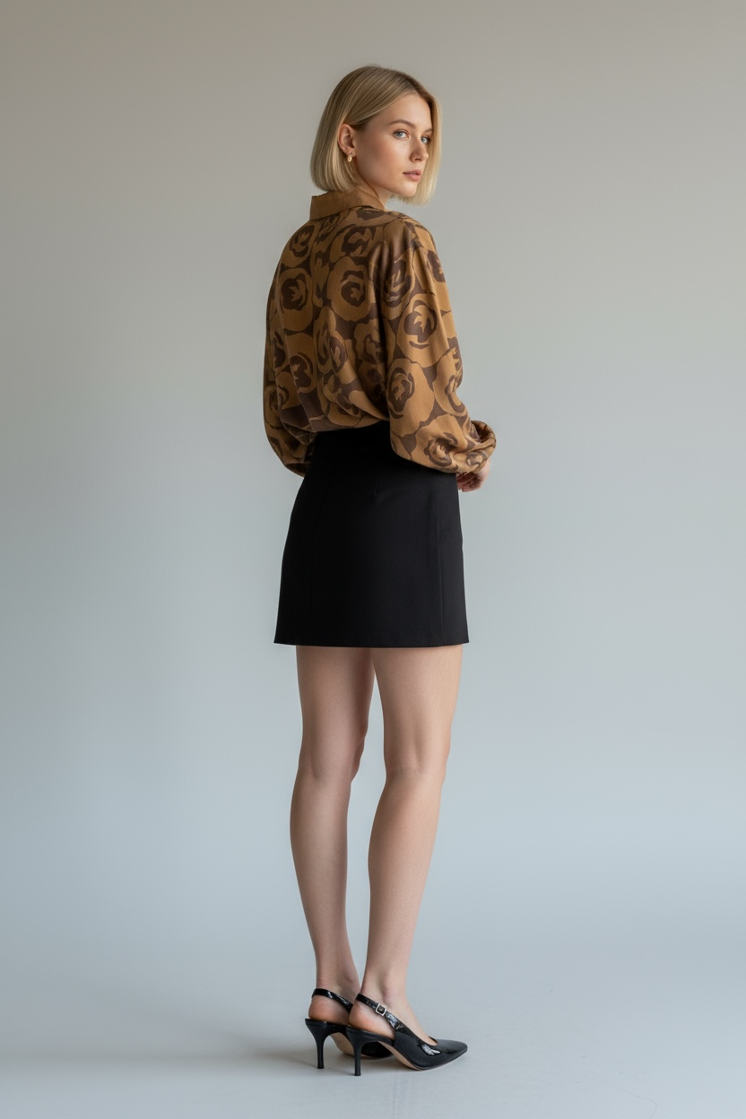 “The Gilded Petal” Asymmetrical Silk Blouse (France)