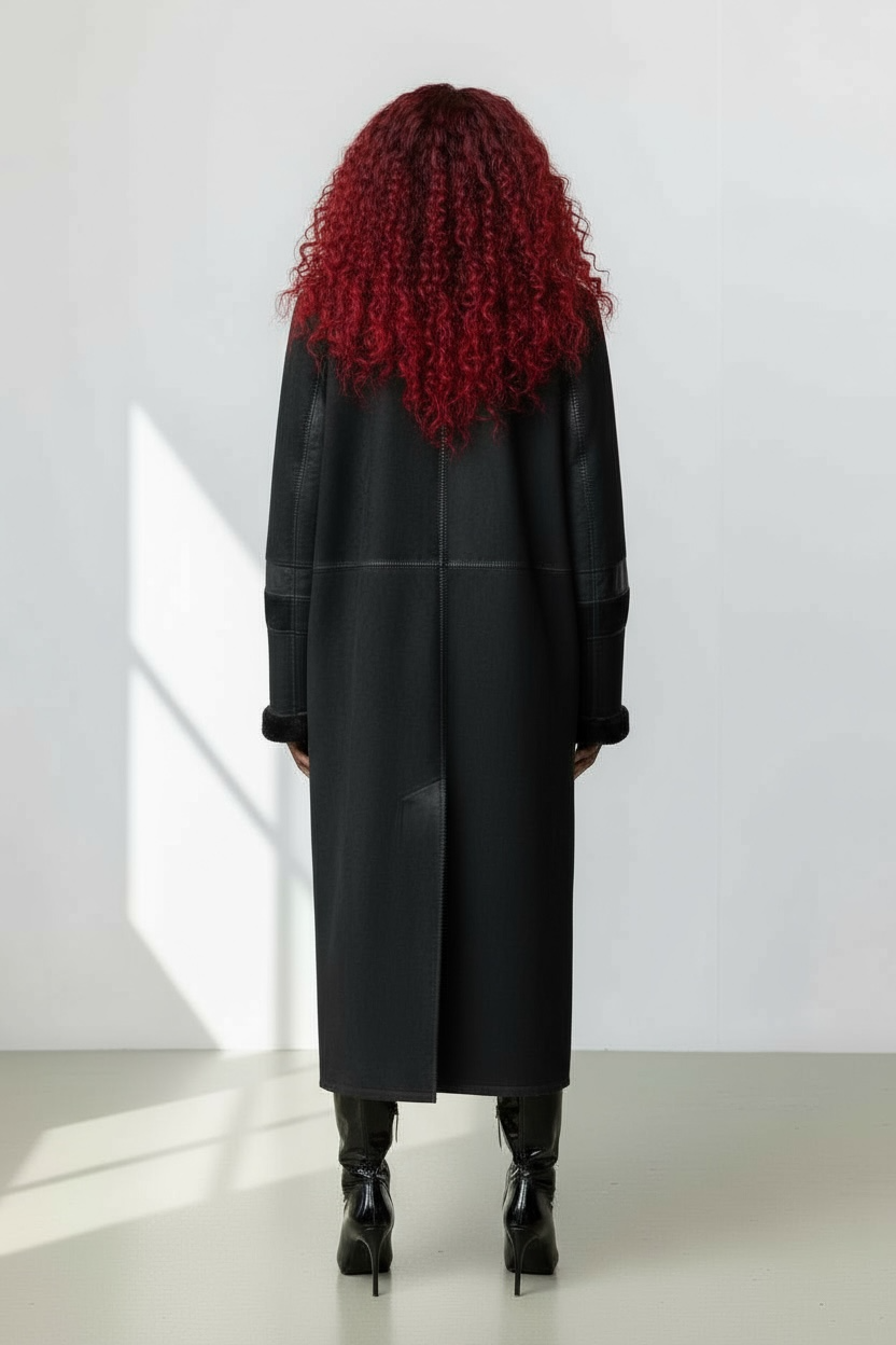 1970s Philippe Vallereuil Black Shearling Patchwork Jacket (France)