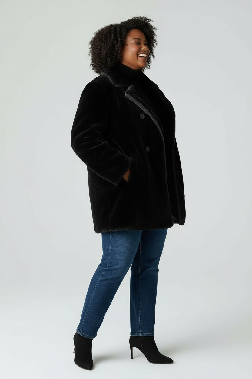 The “Double Take” Reversible Faux Fur Coat Reversible Shearling