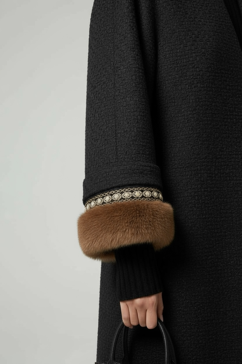 1960s Frostmann Virgin Wool Mink and Pearl Cuff Peacoat