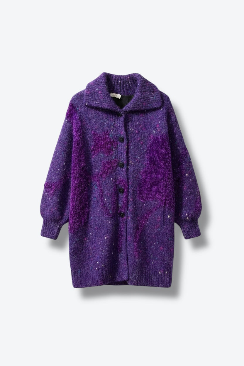 1980s Purple Wool Knit Sweater Jacket (Sourced in Paris)