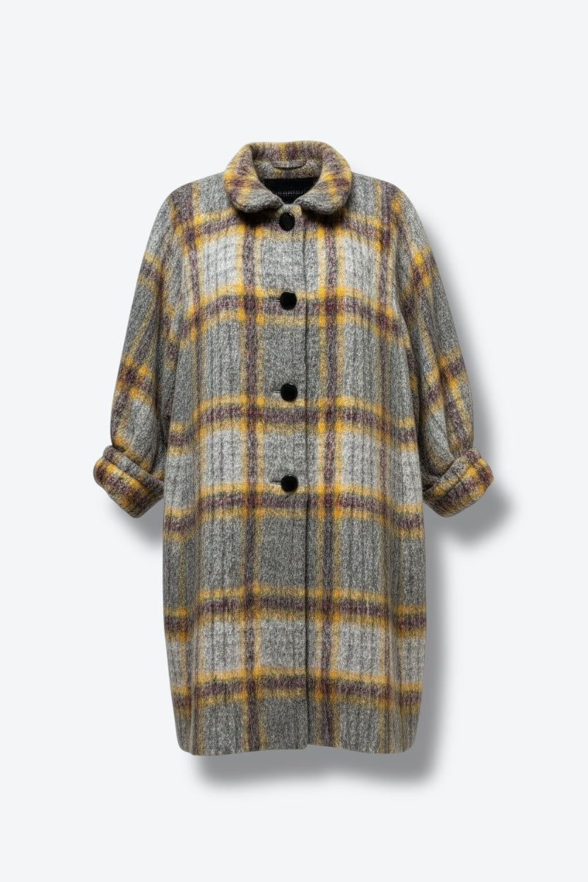 1980s Yves Saint Laurent Plaid Wools Sweater Coat
