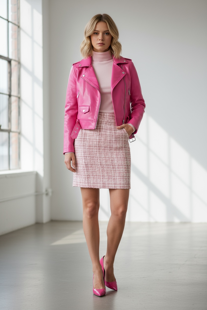 1990s Pink Tweed Chanel Skirt