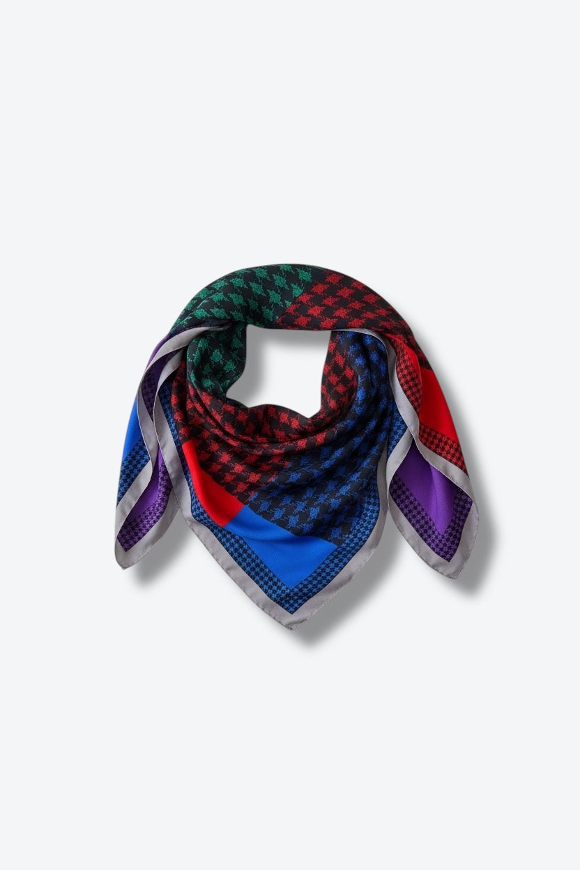 1980s Christian Dior 35” x 35” Multi Houndstooth Scarf