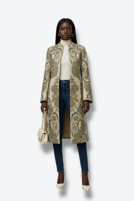 Y2K Carmen Marc Valvo Signature Embroidered Trench