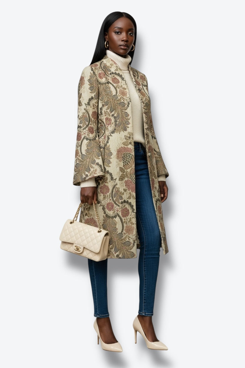 Y2K Carmen Marc Valvo Signature Embroidered Trench