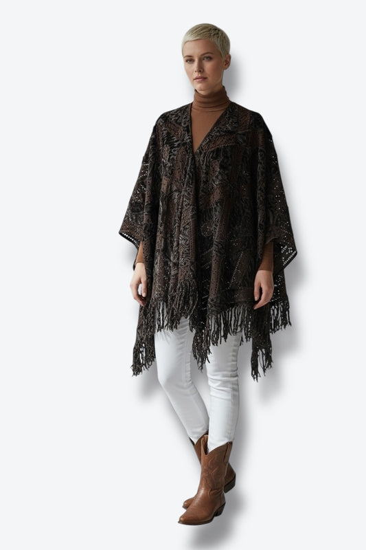 Vintage Shearling and Suede Cape