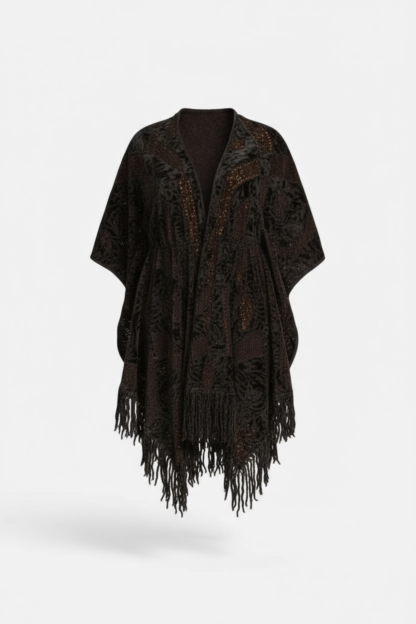 Vintage Shearling and Suede Cape