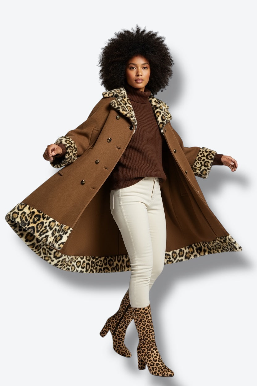 1960s “Fashionbuilt Casuals” Leopard Trim Poncho