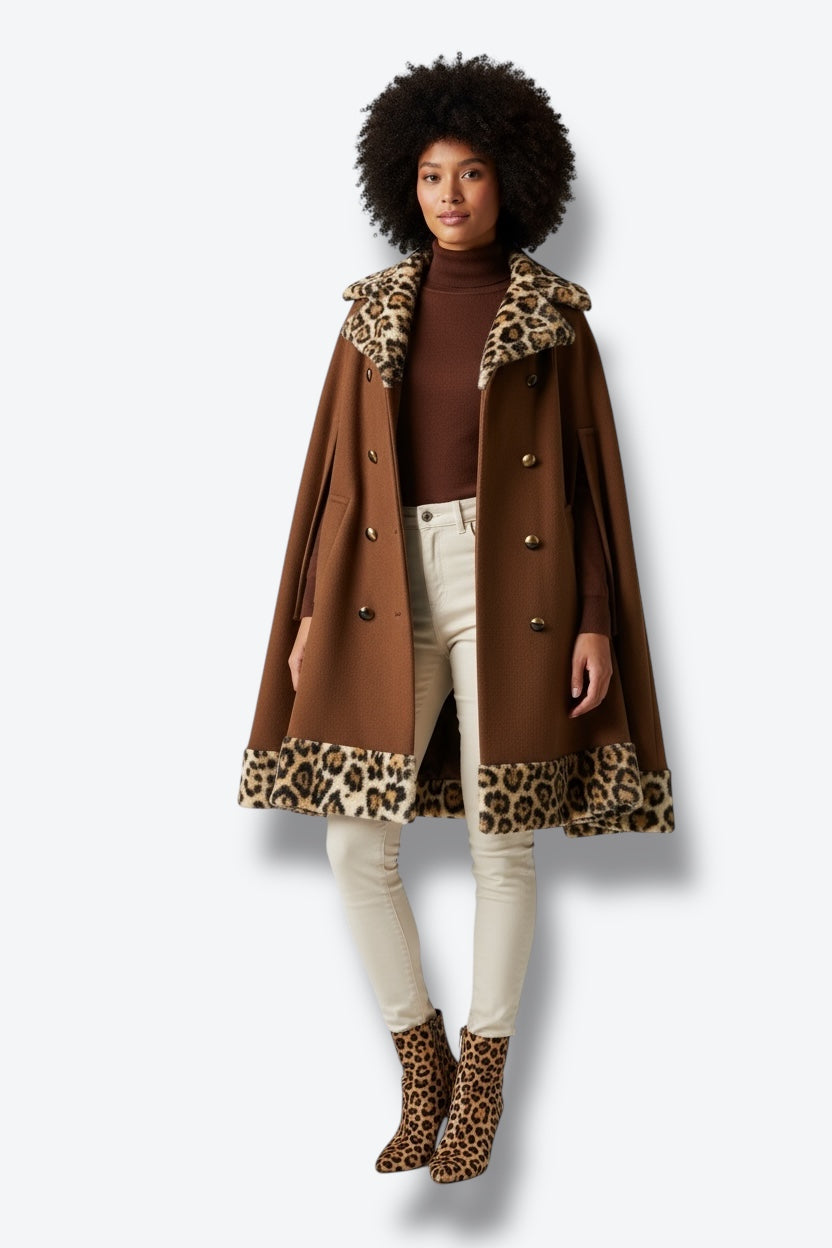 1960s “Fashionbuilt Casuals” Leopard Trim Poncho