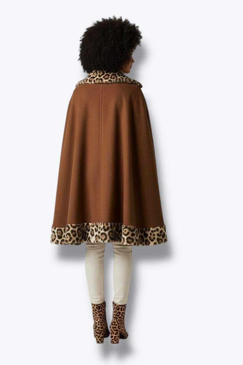 1960s “Fashionbuilt Casuals” Leopard Trim Poncho