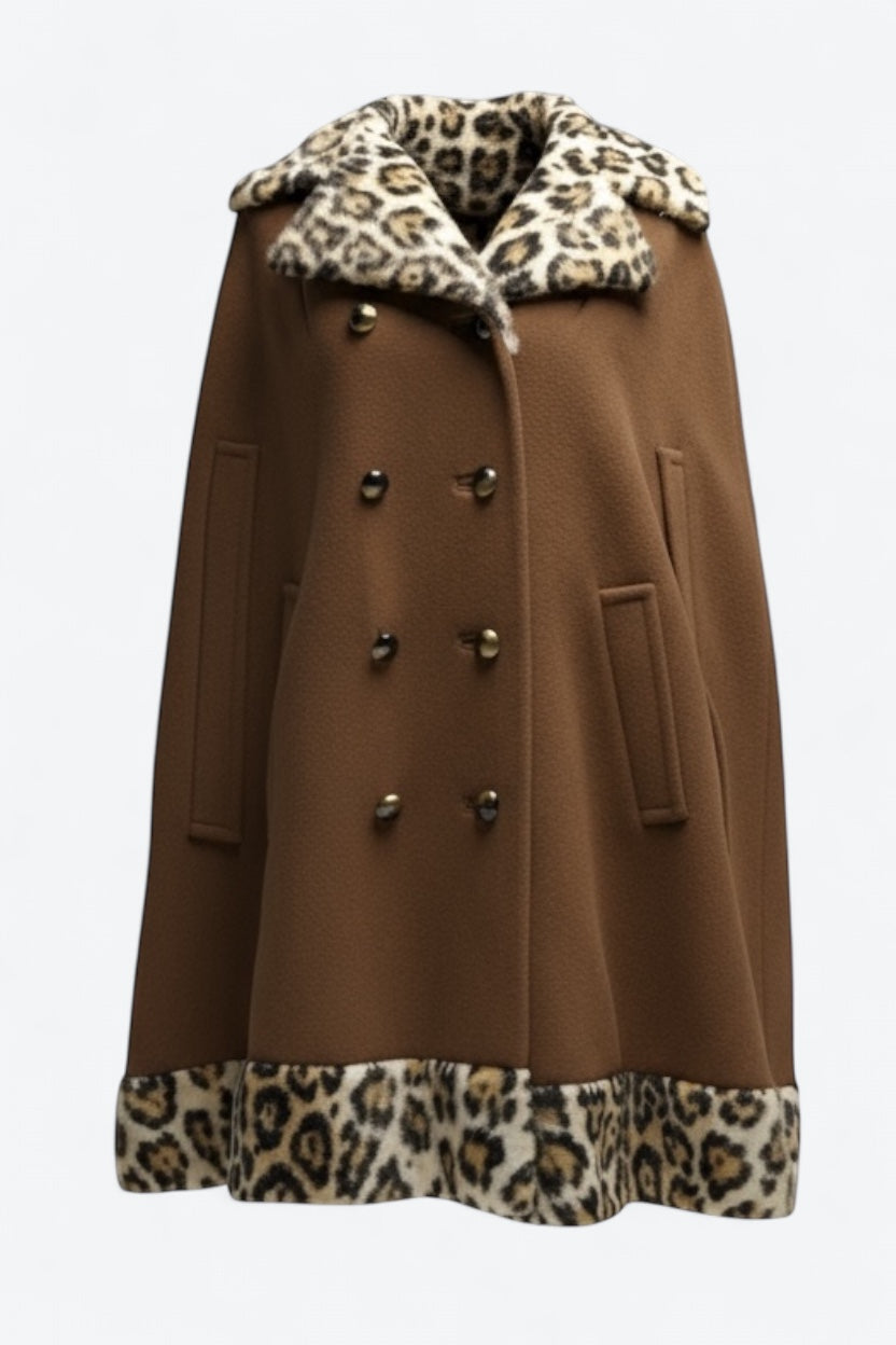 1960s “Fashionbuilt Casuals” Leopard Trim Poncho