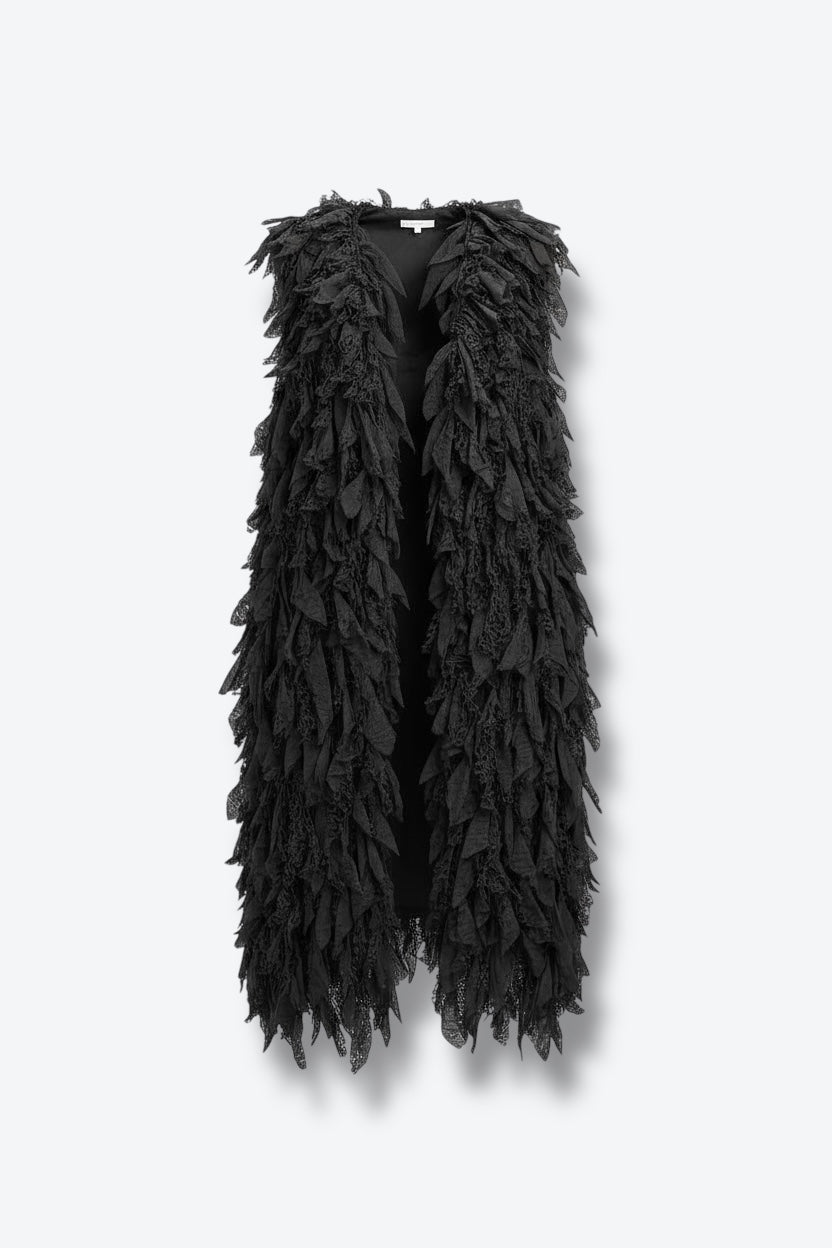 1980s Mixed Media Leather Long Vest