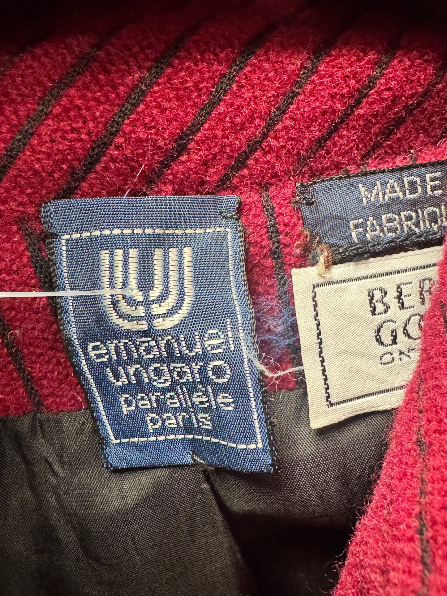 1980s Emanuel Ungaro Parallèle Paris Navy Stripe Wool Jacket