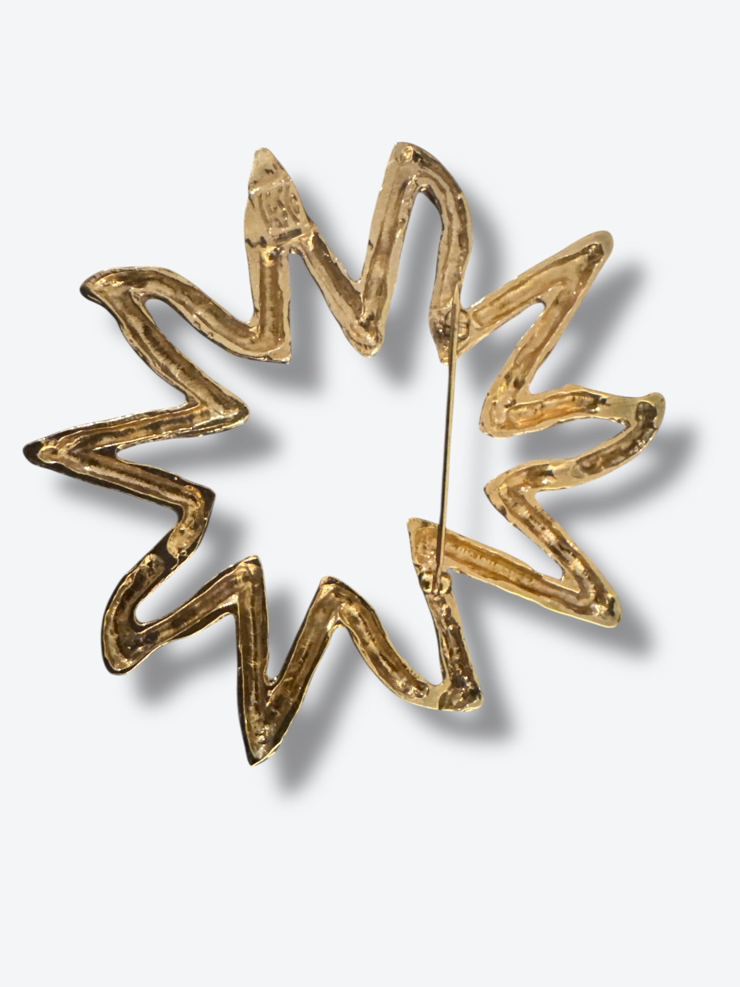 1990s Gilded Sunburst Statement Brooch