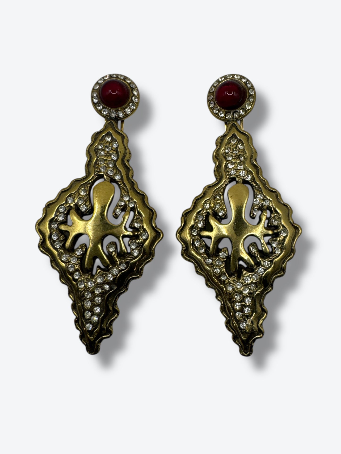 1980s Gioiello GML Italy Baroque Rhinestone Drop Earrings