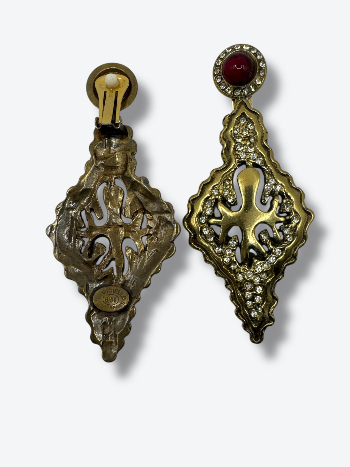 1980s Gioiello GML Italy Baroque Rhinestone Drop Earrings