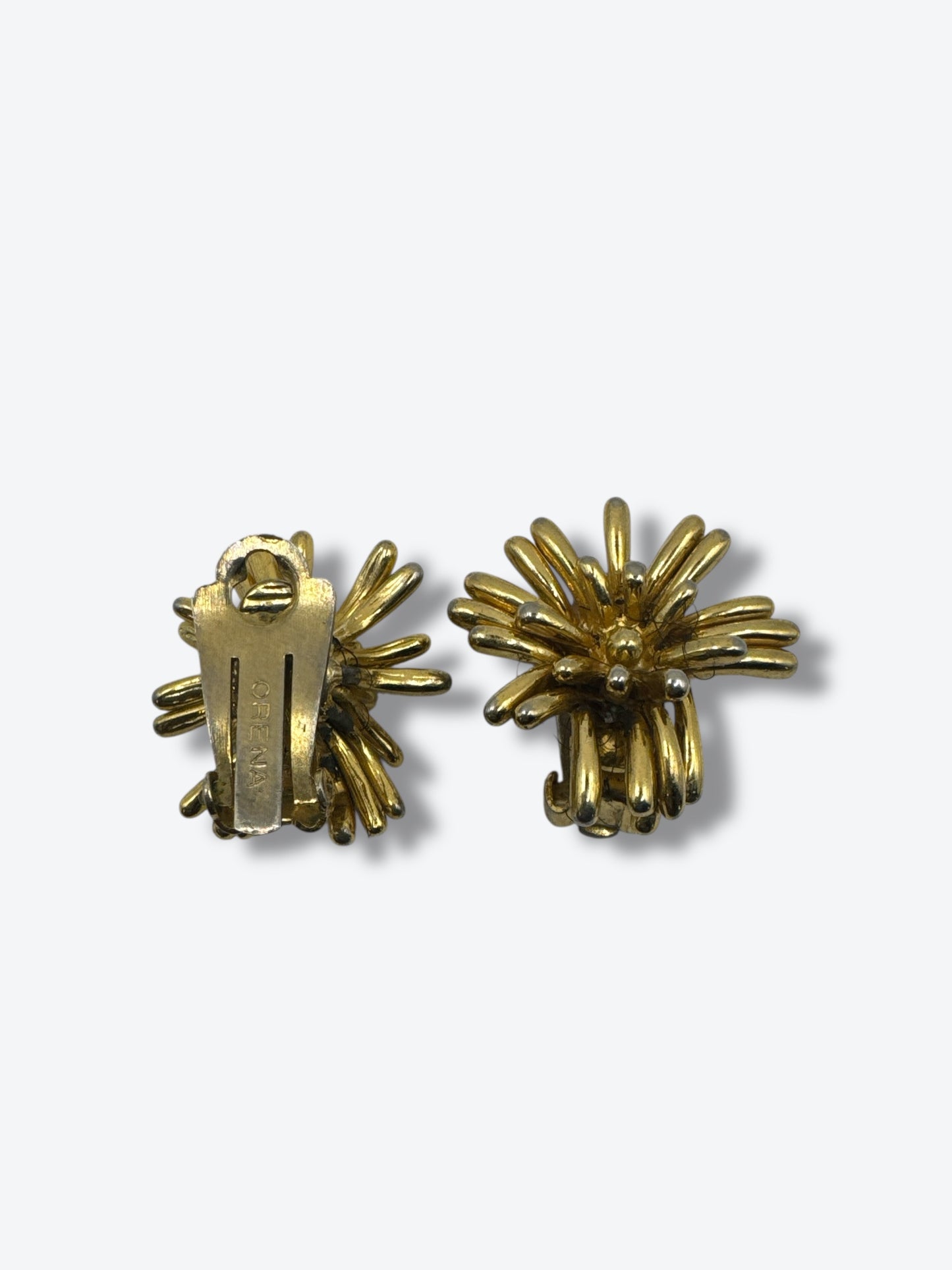 1980s Orena Paris Gilded Burst Clip-On Earrings