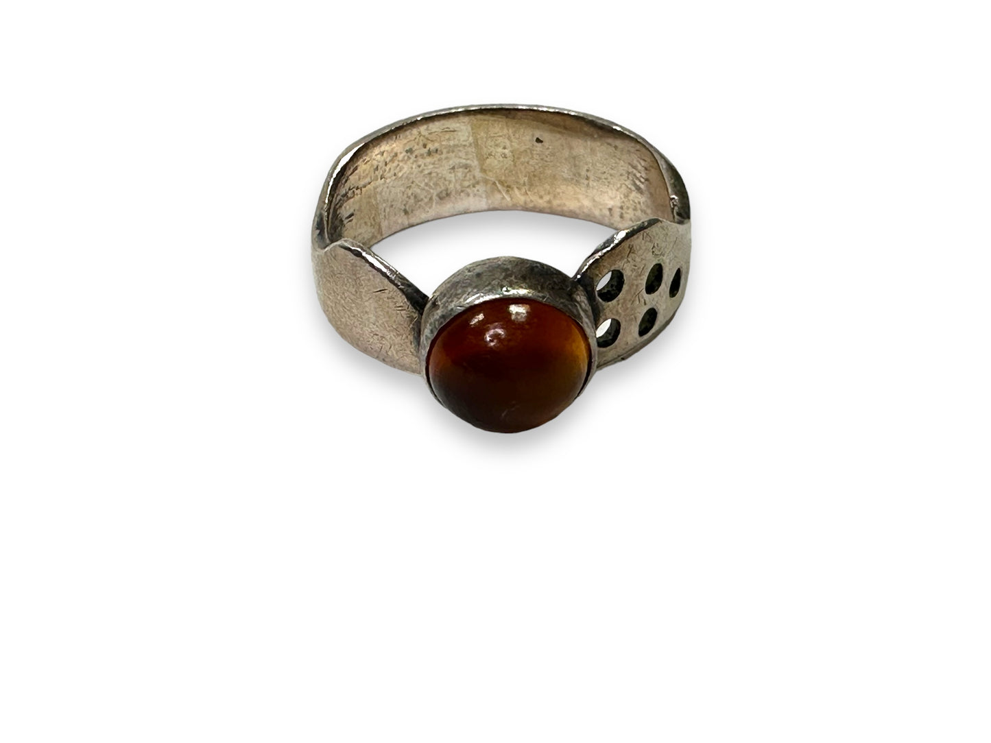 1970s Mexican Sliver Raised Brown Stone Ring