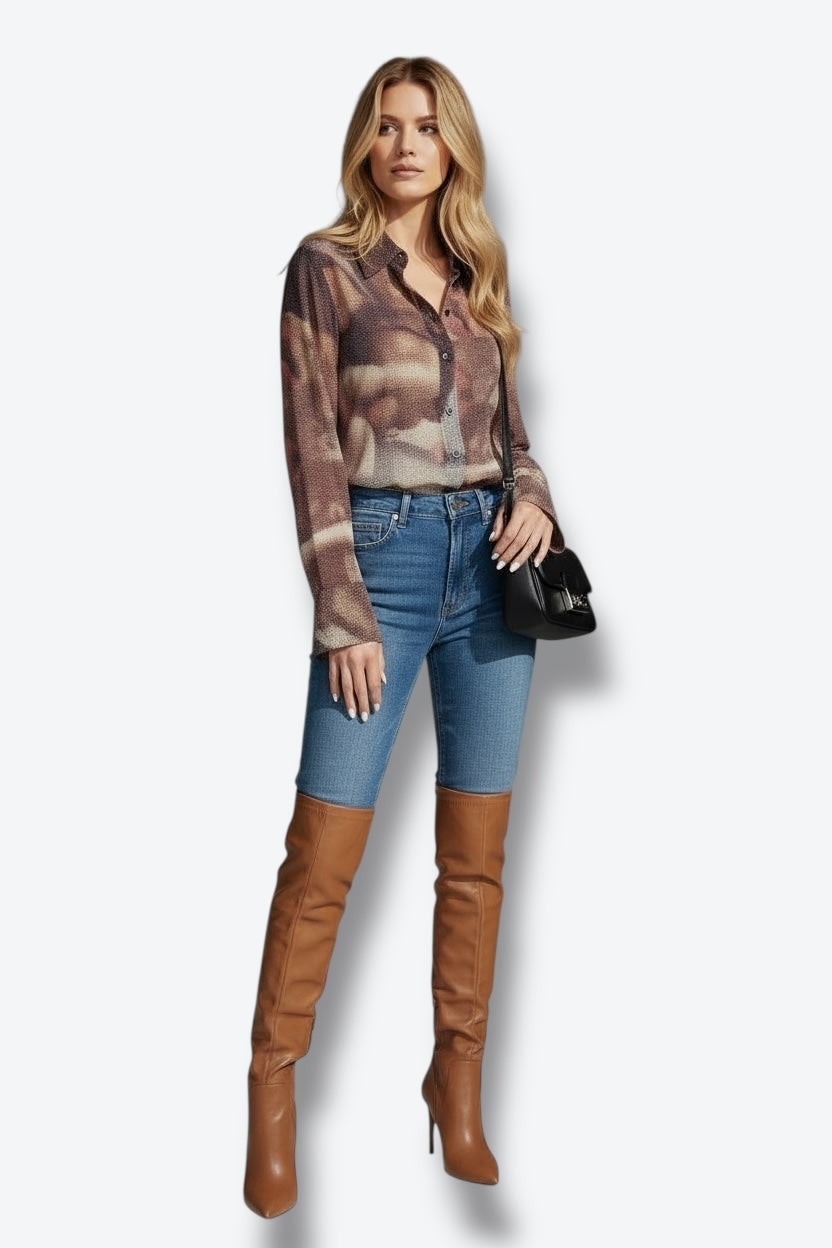 1990s Dolce and Gabbana Botticelli’s The Birth of Venus Silk Blouse