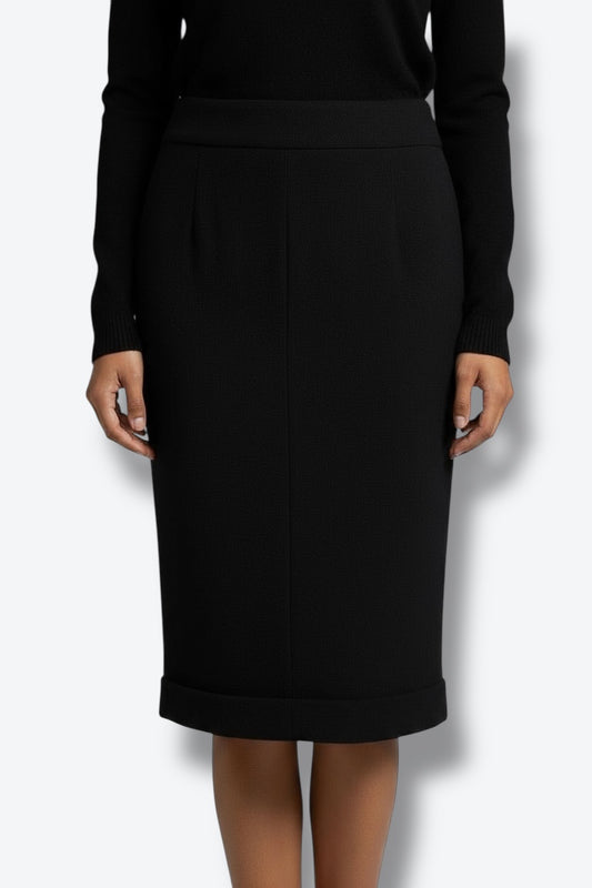 2008 Chanel Fall Black Boucle Wool  Skirt