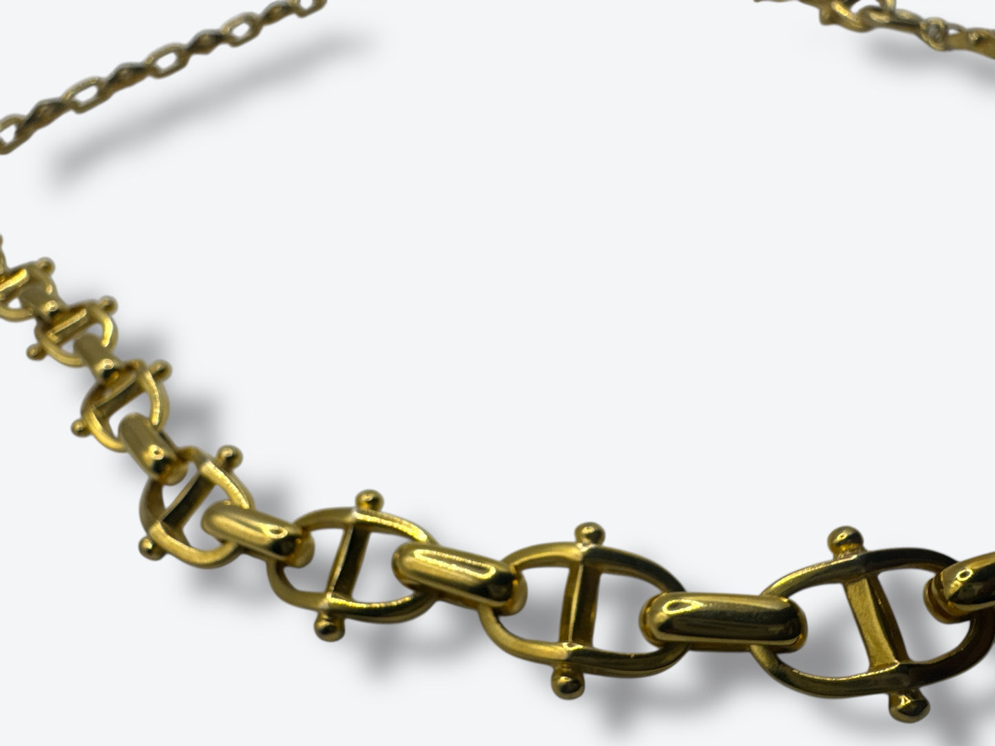 1970s Geometric Brass Link Chain Necklace