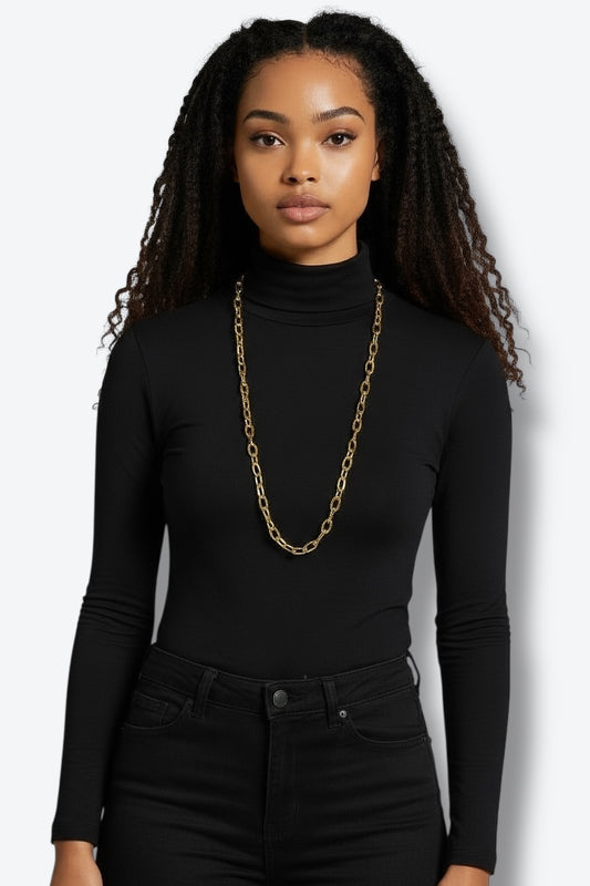 1970s Geometric Brass Link Chain Necklace