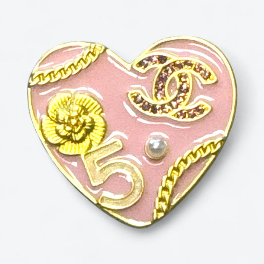 Y2K 2” x 2” Chanel Enamel Heart Pin