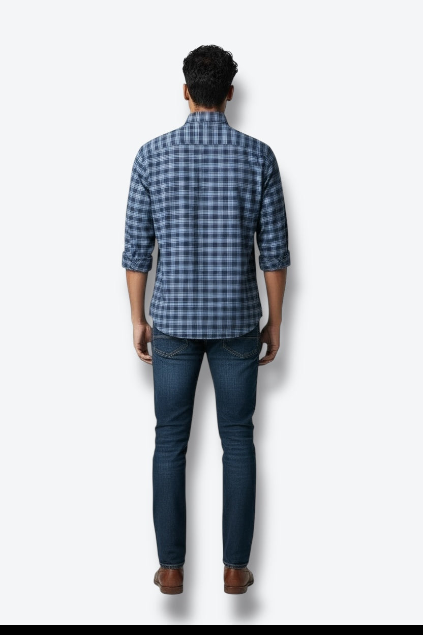 1990s Ralph Lauren Big Shirt in Indigo Plaid