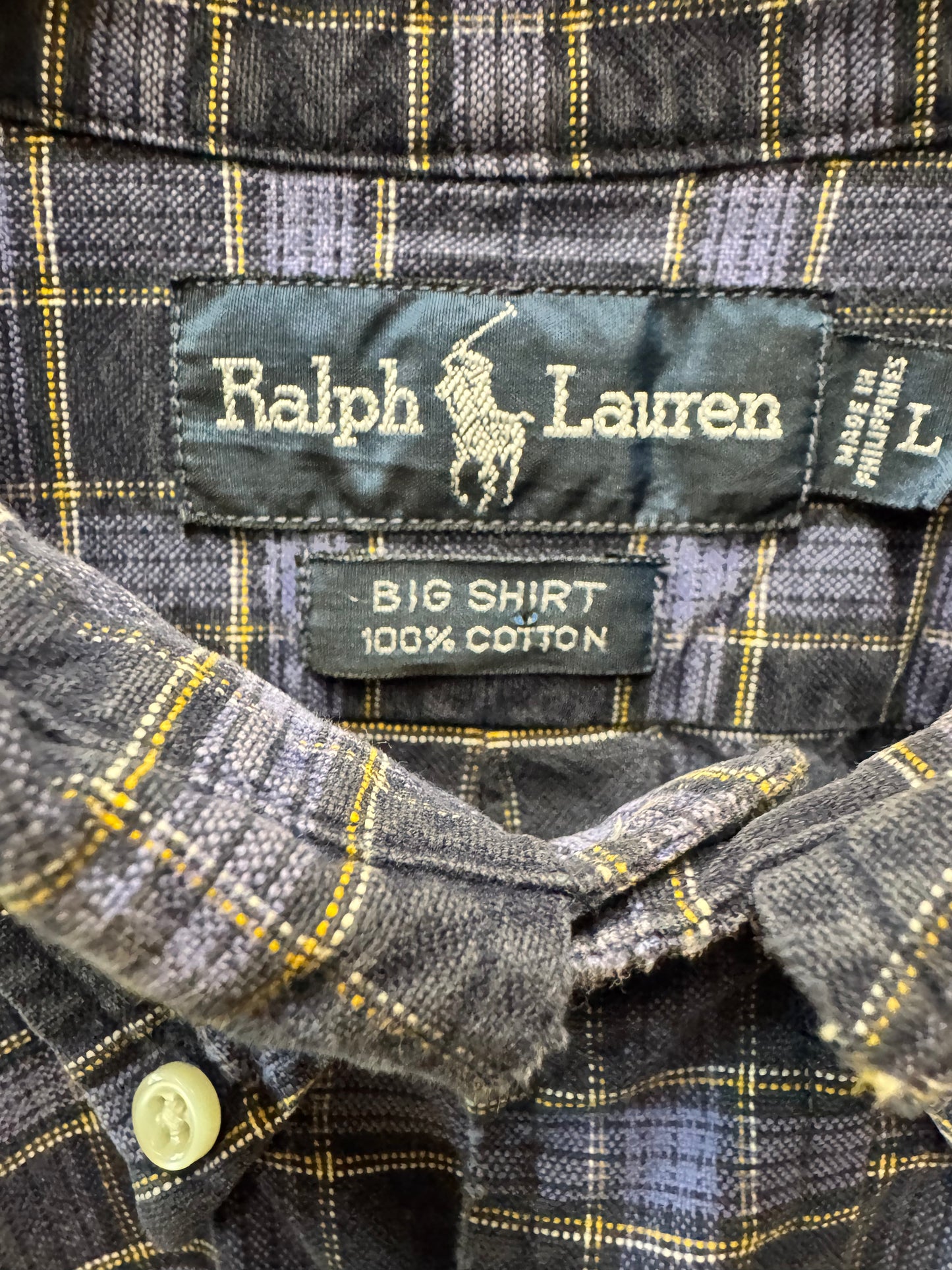 1990s Ralph Lauren Big Shirt in Indigo Plaid