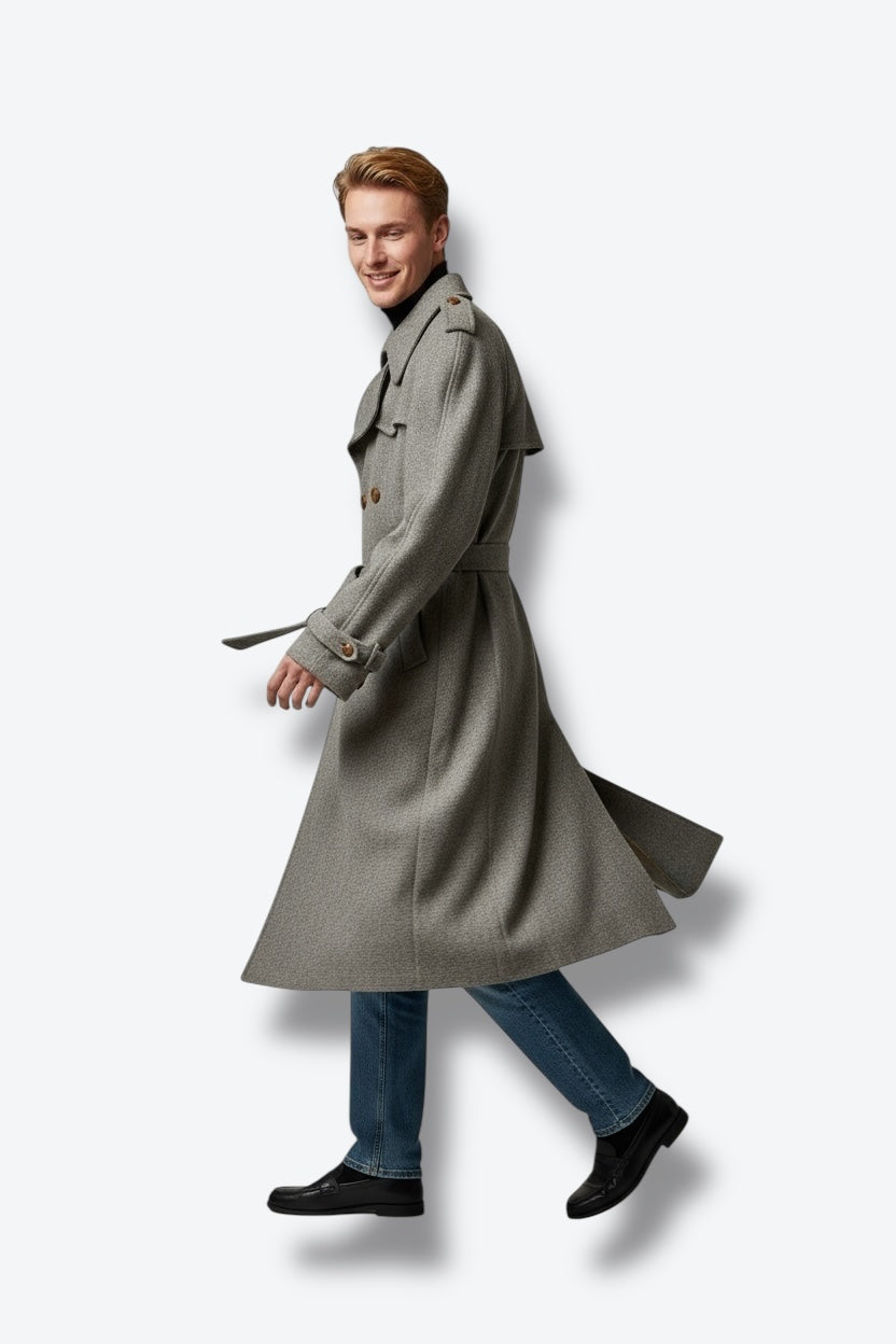 Vintage European Wool Trench Coat – Made in Hungary (1970s–1980s)