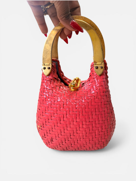 1940s/50s “Koret” Pink Wicker Frame Bag
