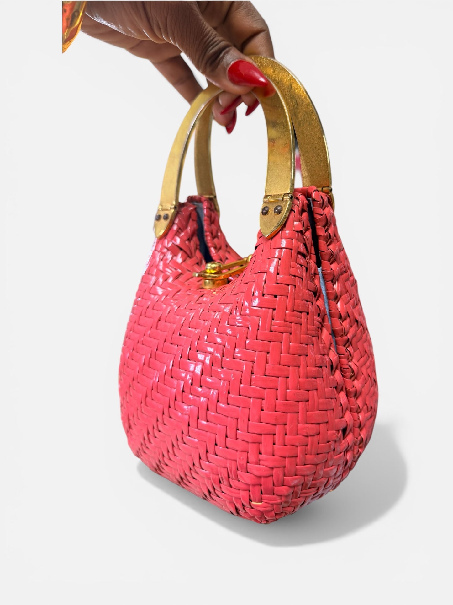 1940s/50s “Koret” Pink Wicker Frame Bag