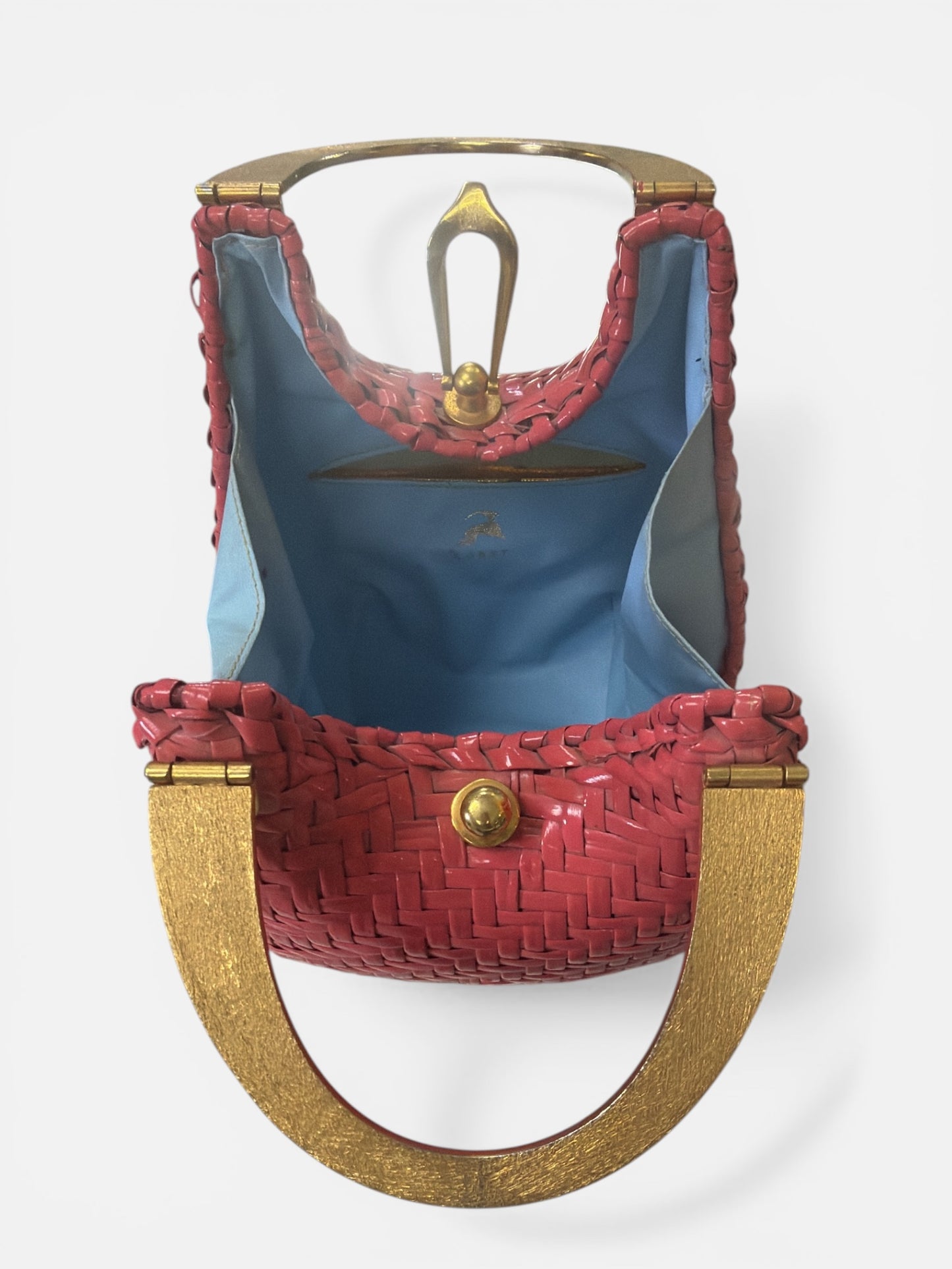 1940s/50s “Koret” Pink Wicker Frame Bag