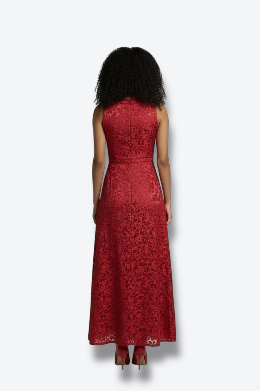 1950s Scarlet Jacquard Cocktail Dress