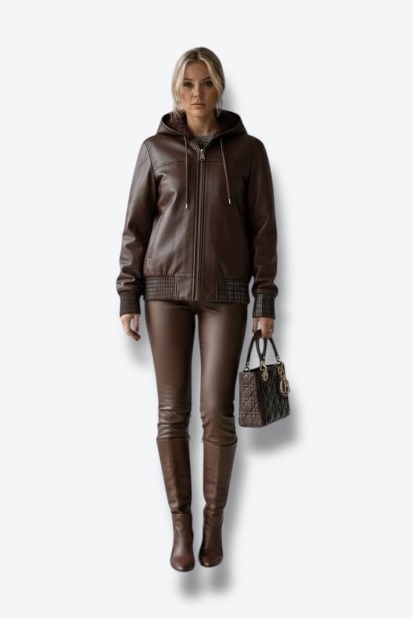 1970s Reversible Leather and Mink Hooded Jacket