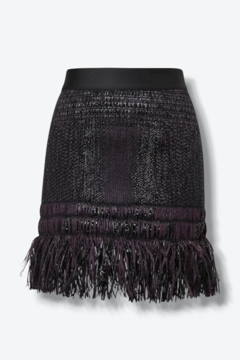 Milly Purple and Black Fringe Skirt