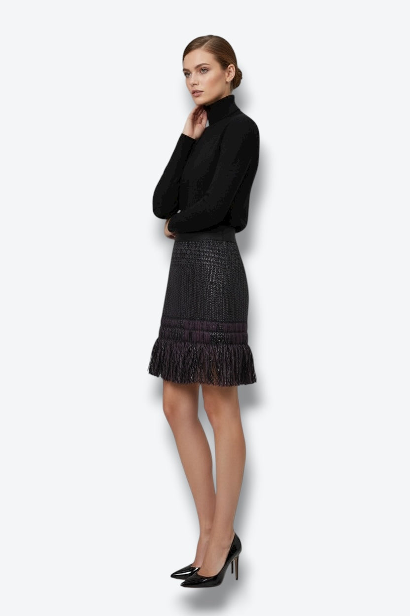 Milly Purple and Black Fringe Skirt