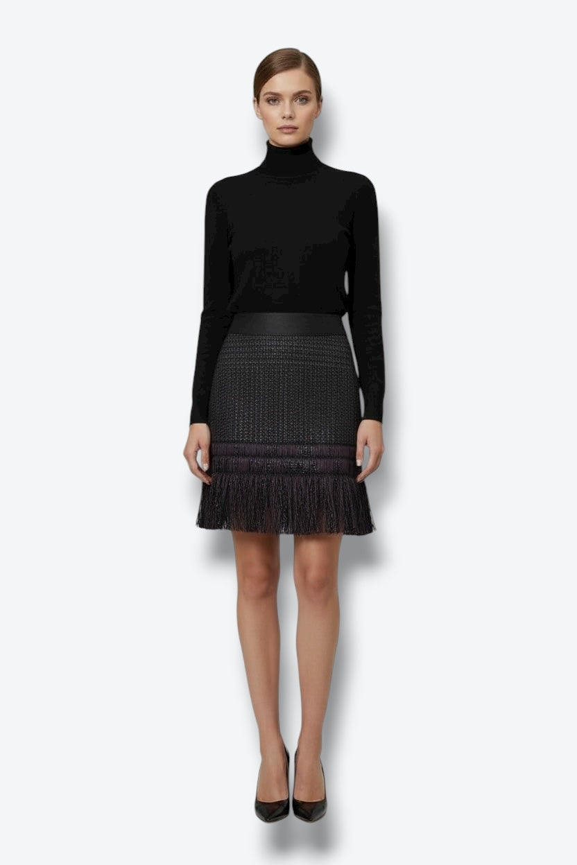 Milly Purple and Black Fringe Skirt