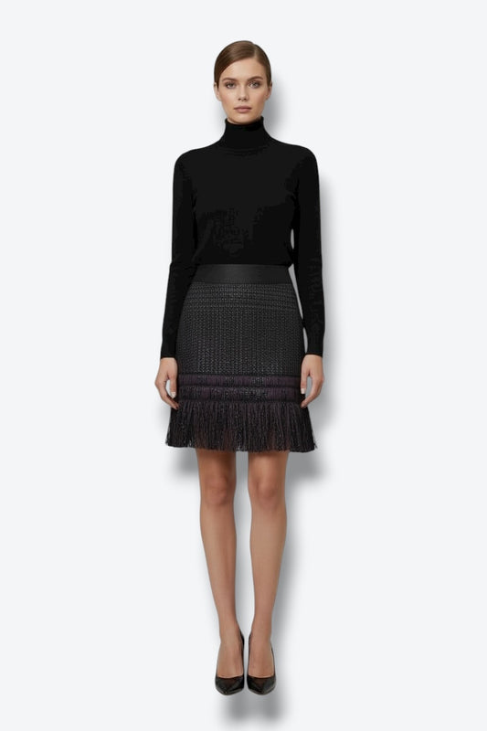 Milly Purple and Black Fringe Skirt