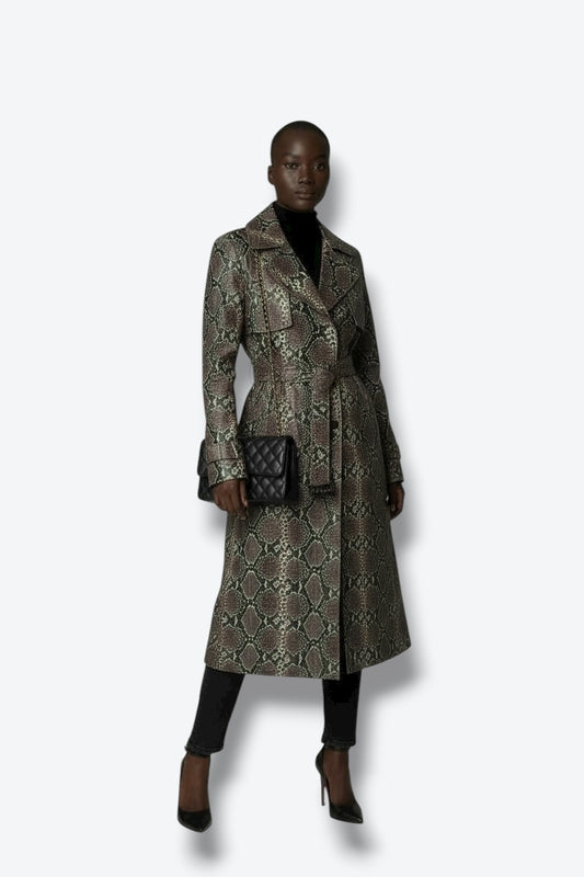 Y2K Vegan Snakeskin Trench Coat