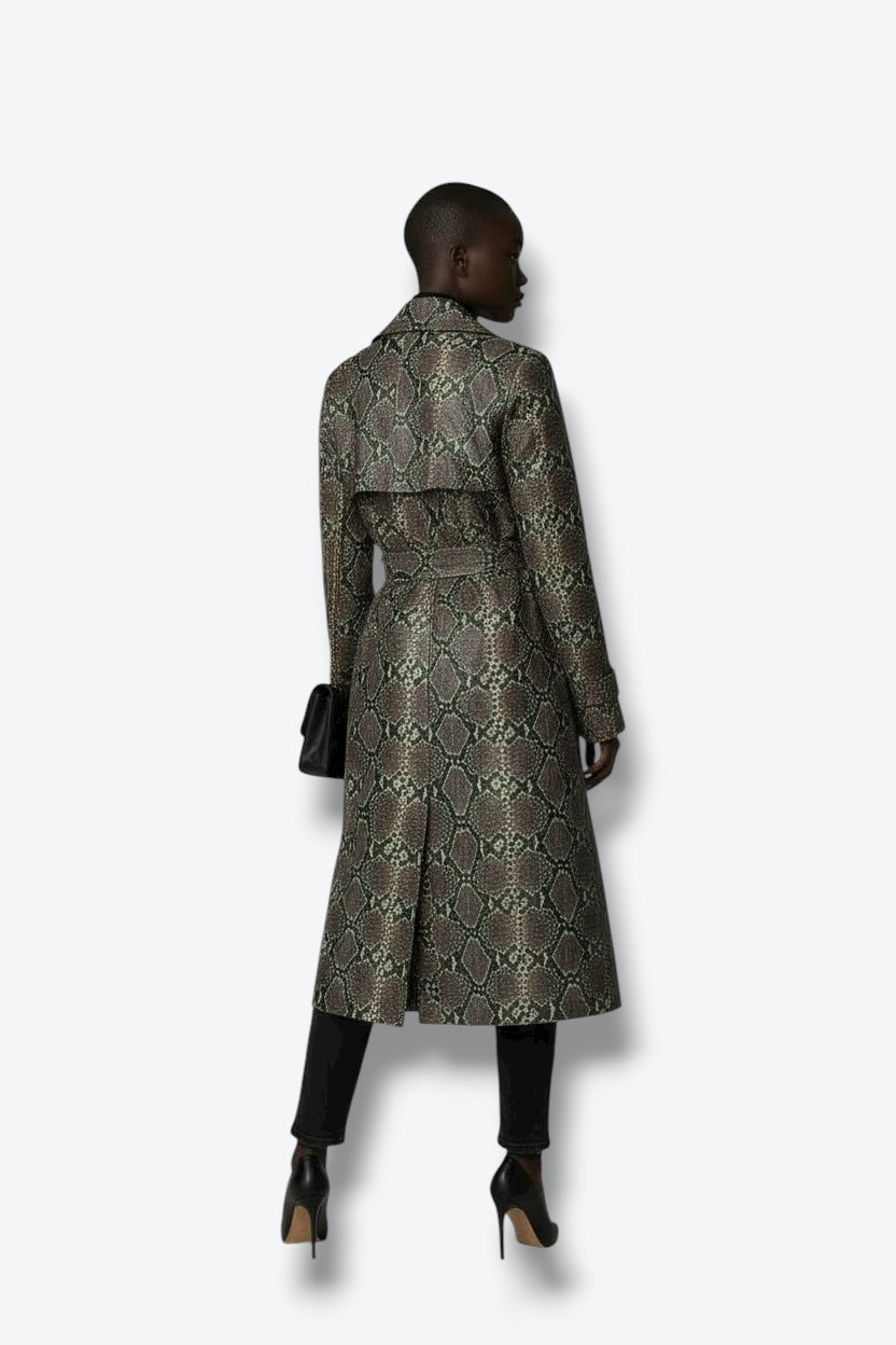 Y2K Vegan Snakeskin Trench Coat