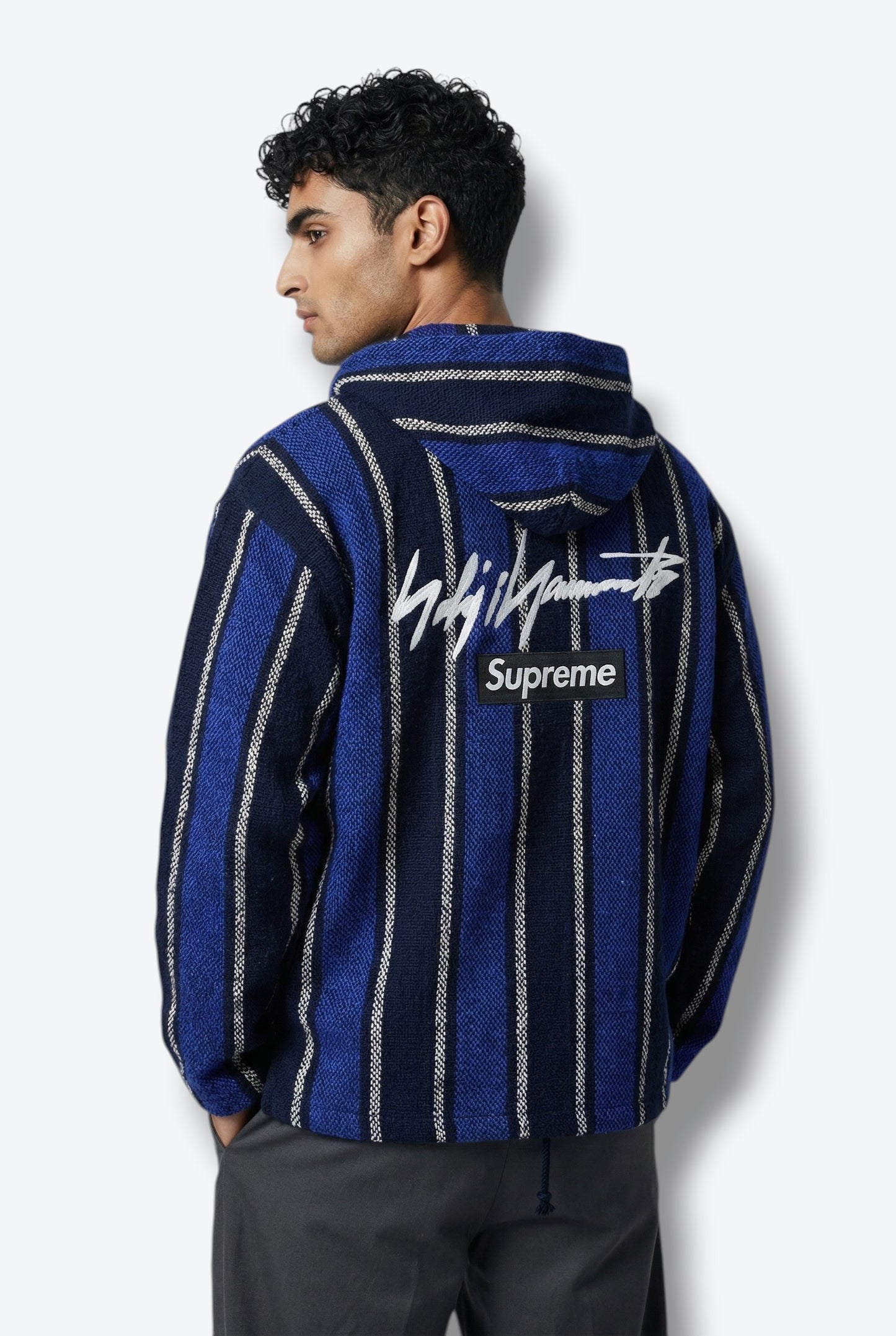 Supreme X Yohji Yammato Vintage Baja Stripe Zip-Up Hoodie