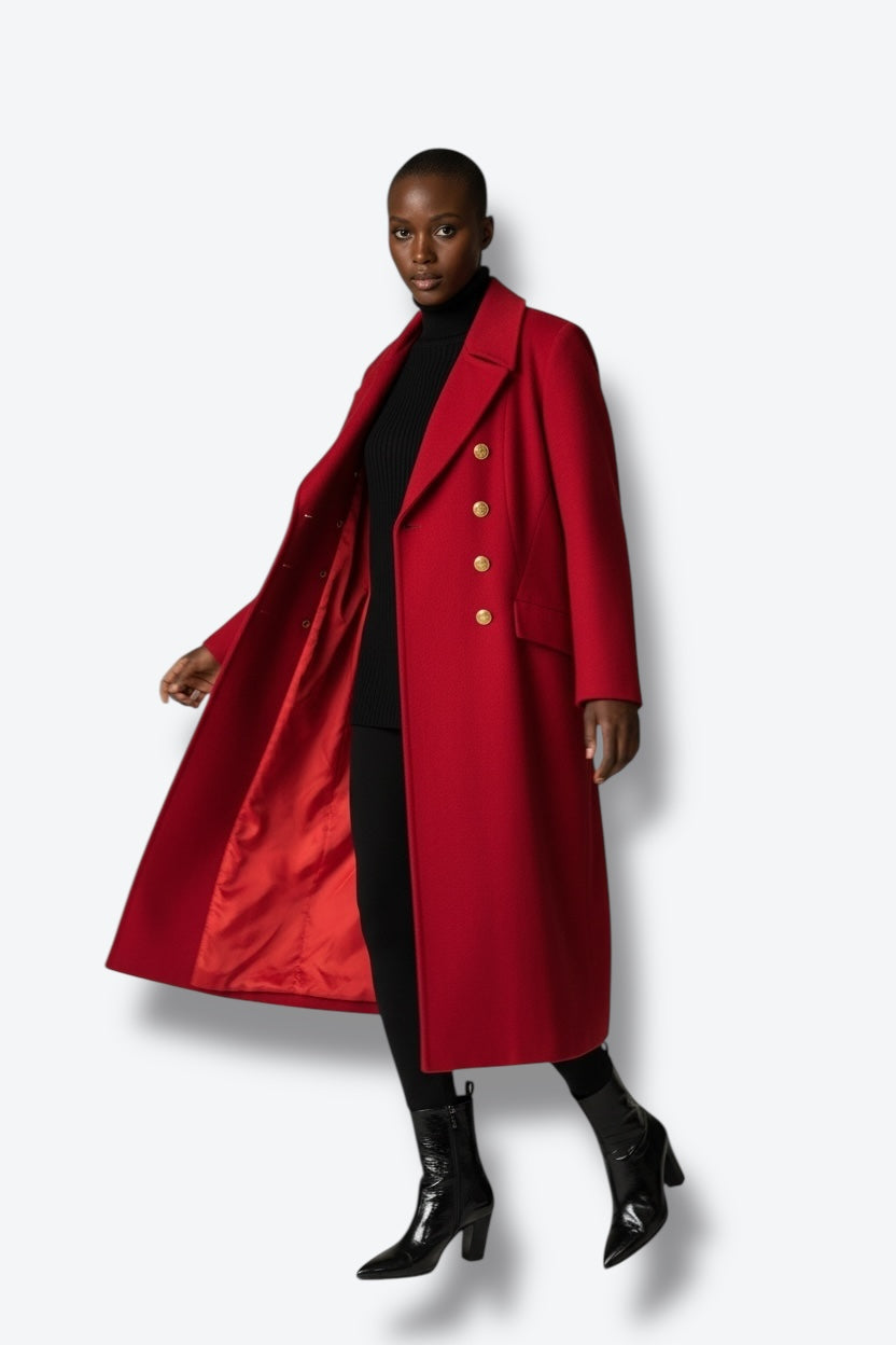Christian Dior Red Double-Breasted Wool Coat